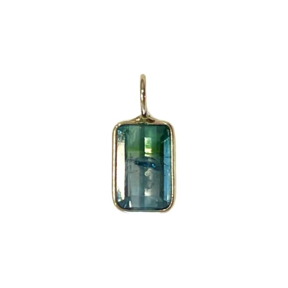 Solid 14k Bicolor Tourmaline Pendant 14 x 6 mm. - Picture 4 of 5